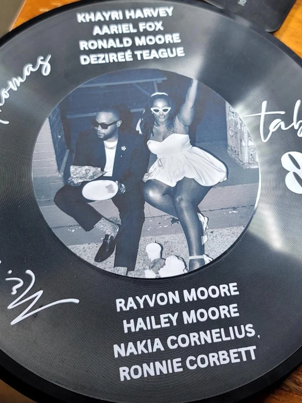 12 Personalized Vinyl Record Wedding Seating Chart Signs w/ Photo Music Decor